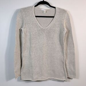 Belford Beige 100% Cotton Knit Women Long Sleeve Sweater Size Small